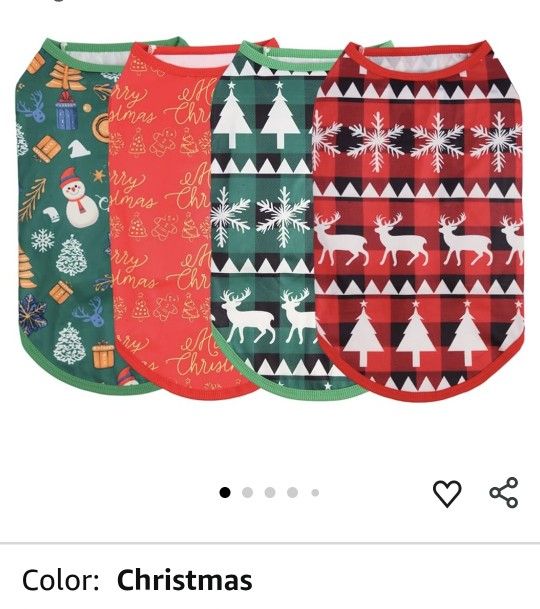 Cute Dog Shirts Clothes, Funny Holiday Style,Soft and Comfortable Fabric，Dog Clothes T Shirt Vest Soft for  Dogs Cats (Christmas, Large)