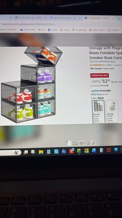 6 Pack Upgrade Harder Shoe Organizer, Shoe Storage With Magnetic Front Door, Shoe Boxes