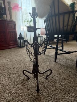 Wrought Iron Floor Lamp Base with Chain Detail