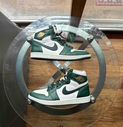 Nike Air Jordan 1 High Og Premium Forest Green Leather Gold Retro Size 9.5 Men’s Sneakers