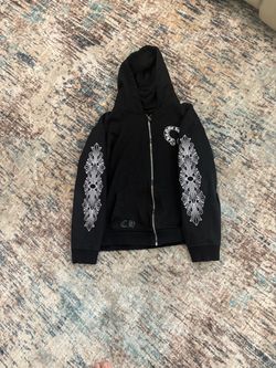Large Chrome Hearts Black Zip-Up Hoodie