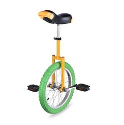 16 inch Unicycle Wheel Frame (Color: Yellow and Green) - Exercise Workout - Outdoor Sports