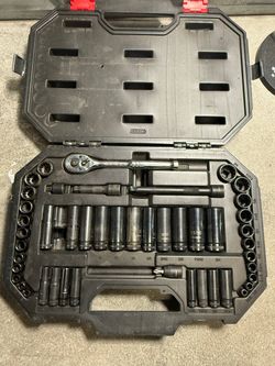 Socket Set with Kobalt Ratchet and Case - Incomplete