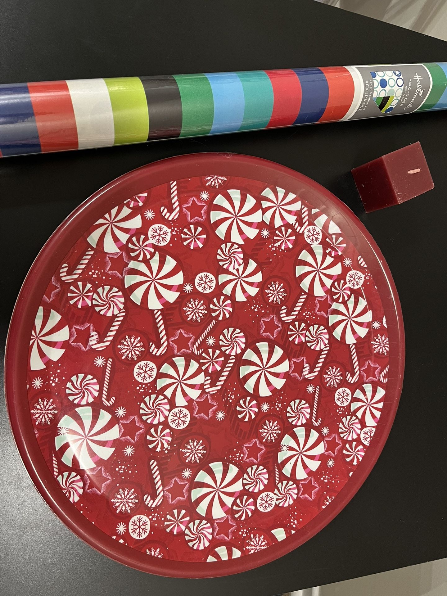 Wrapping Papers (4 Rolls) + Holiday Serving Tray + Candle 