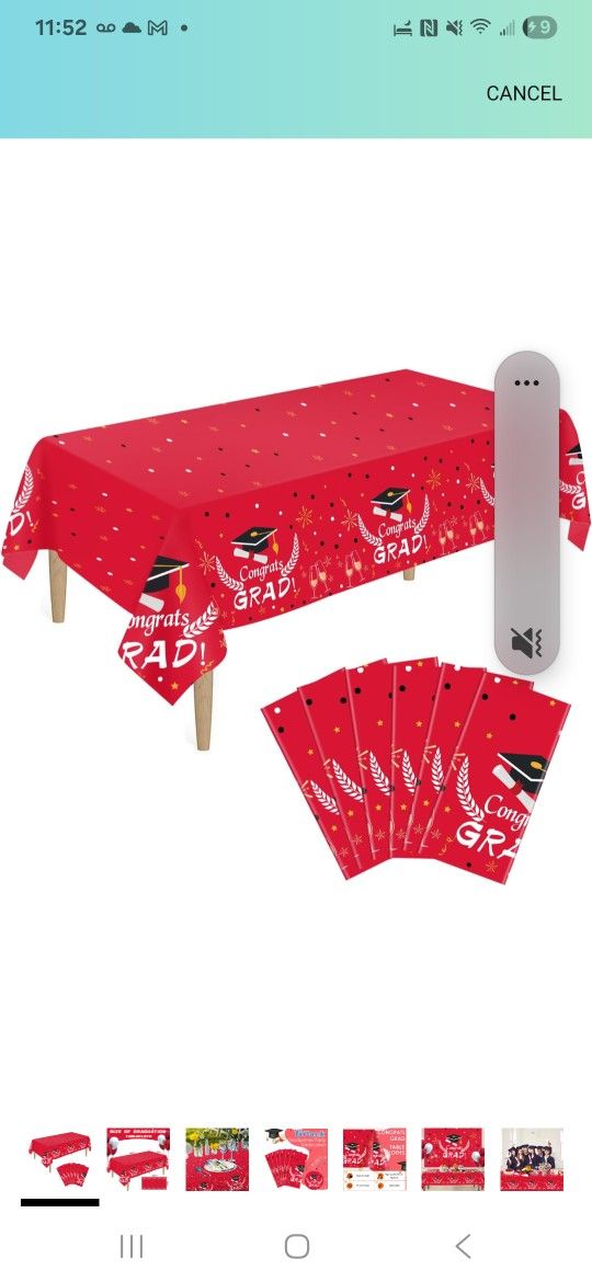 6 Red Graduation plastic Disposable Tablecloth