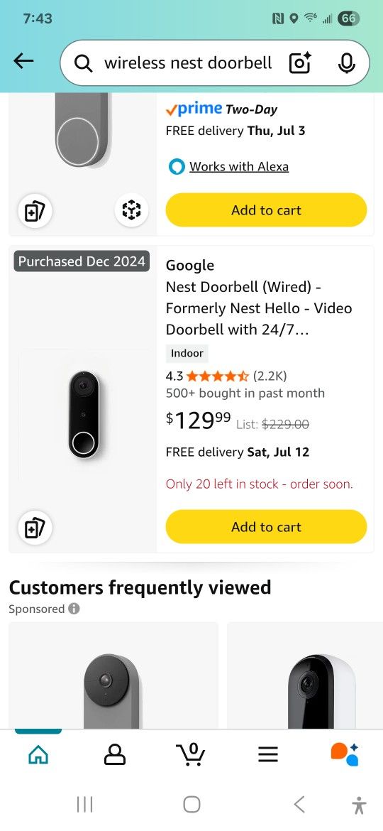 Nest doorbell wired purchased in December 