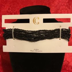 Black Beaded Multi-strand Choker,by Charming Charlie