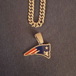 New England Patriots Iced Out Rhinestone Pendant Necklace