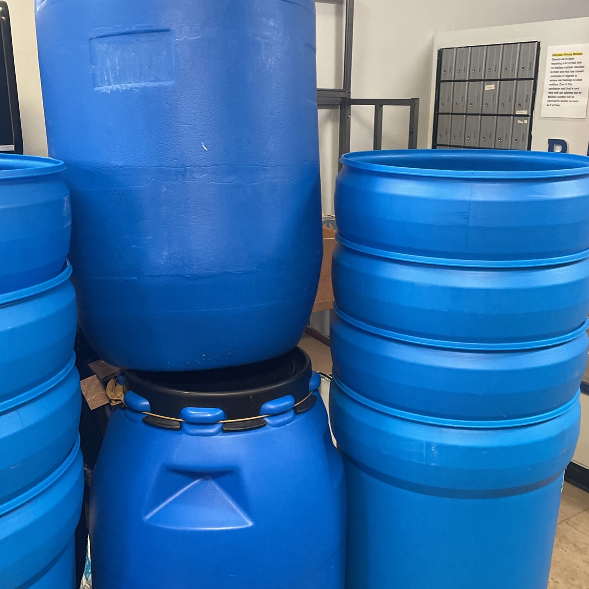 55 Gallon Plastic Barrels Price To Sale 30.00 for Sale in Pompano Beach, FL OfferUp