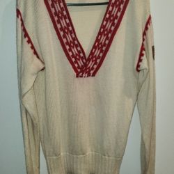 Dale of Norway Men's Wool V Neck Sweater Medium 