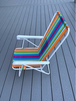 Rio Brands 6-position Ipanema Colorful striped folding beach chair.