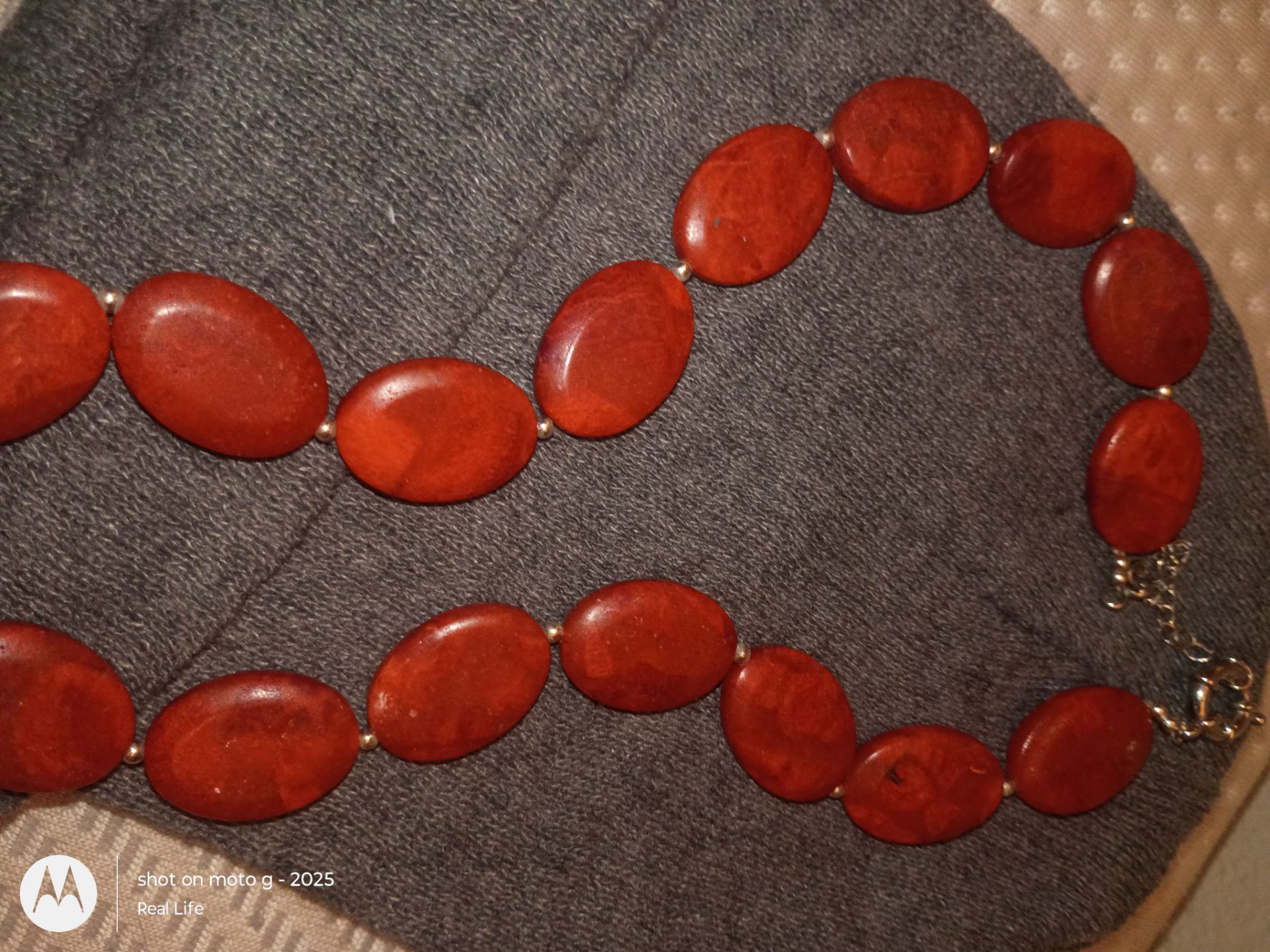 Genuine coral bead statement necklace