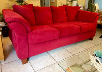Red Microfiber 3 Seat Sofa