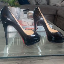 Christian Louboutin Red Bottom Black Platform Heels Size 38