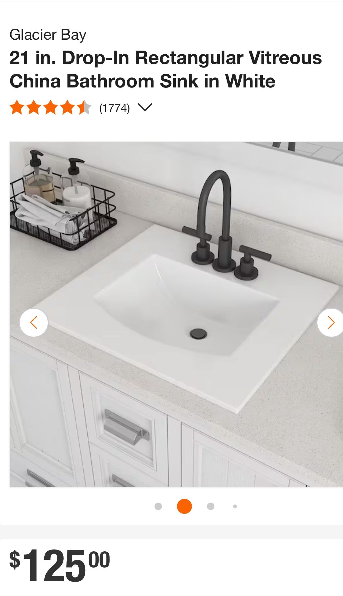 Glacier Bay 21 in. Drop-In Rectangular Bathroom Sink