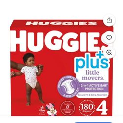 Huggies Plus Diapers Size 4 (22-37 Pounds), 180 Count