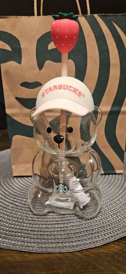 2026 New Starbucks Bearista Bear Cup Tumblers Strawberry Topper Baseball cap USA
