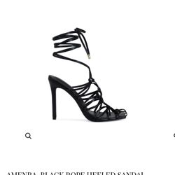 AZALEA WANG AMENRA-BLACK ROPE HEELED SANDAL