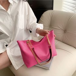 Women's Small All Seasons Pu Leather Basic Tote Bag, Pink And Black