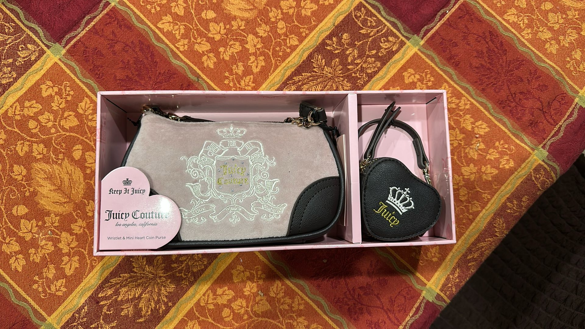 Juicy Couture Wristlet & Mini Heart Coin Purse set “Juicy for All" collection.