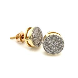 10k Gold Round Diamond Cluster Earrings 136377 1