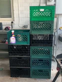 Green And Black with silver vintage milk crates storage boxes containers tool vinyl records