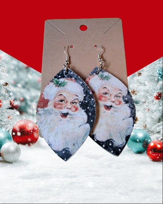 Santa red plaid drop earrings
