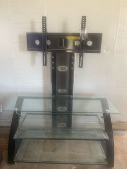glass and metal tv stand