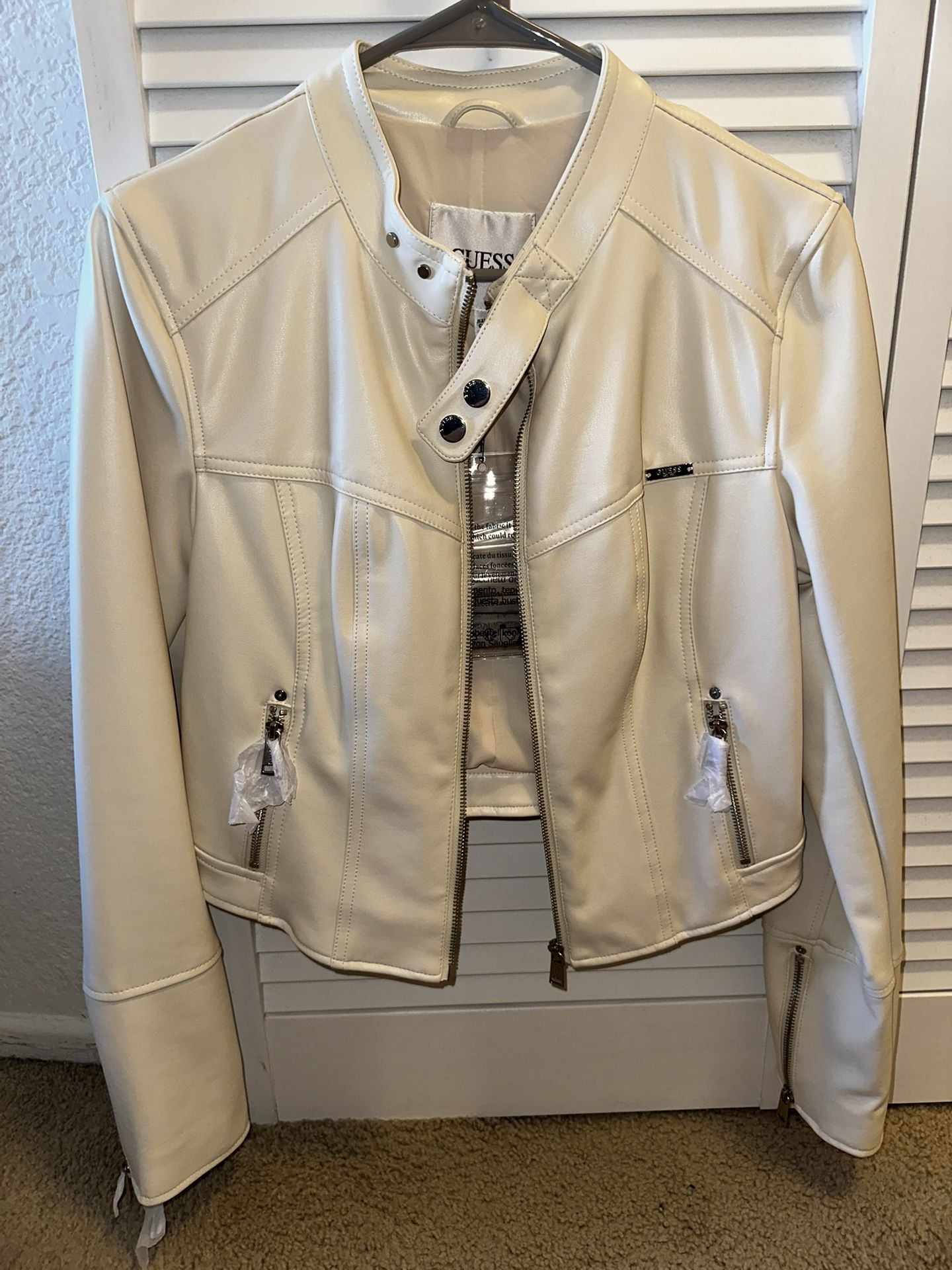 GUESS White Leather Jacket
