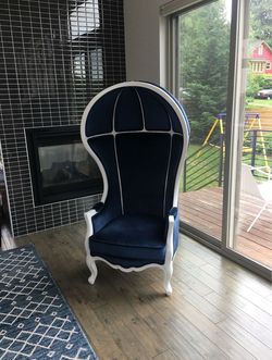 Navy Blue Velvet Balloon Dome Chair