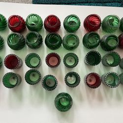 #34 Red&Green Ribbed & Swirl Patter Votive Candle Holders 2.5” All for 20$