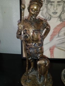 African Derme Morou Bronze Shepard Sculpture Signed