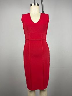 BCBGMAXAZRIA Makena Red Bandage Bodycon Dress V-Neck Sleeveless XS