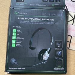 USB Monaural Headset Great For Music Listening VoIP Video Conferencing Computer Gaming And Speech Recognition 