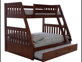NEW BUNK BED FULL TWIN WITH TRUNDLE BED AND NEW MATTRESS INCLUDED