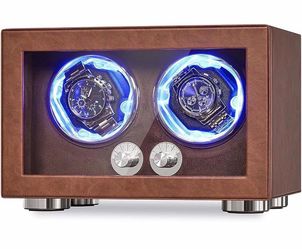 Watch Winder for Automatic Watches, Double Watch Winder with LED and 4 Modes, Automatic Watch Winder Box with Quiet Motor, Watch Spinner with Type-C A