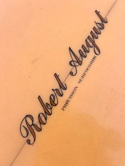7’4” Robert August single fin surfboard vintage