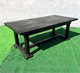 Distressed farmhouse reclaimed oak wood trestle Dining table