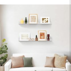 36 Inches Clear Acrylic Floating Shelves Wall, Bookshelf for Kids, Nursery Book Shelves, Magazine Rack, Picture Ledge Shelf for Photo Frames Vinyl Rec