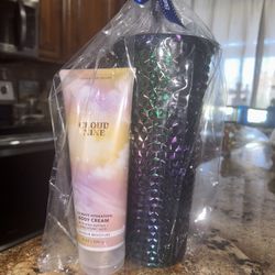 Bath & Body Works Cloud Nine Body Cream + Tumbler 