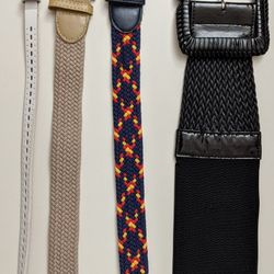 4 Belts Set, 3 Expandable and 1 White Leather Belt