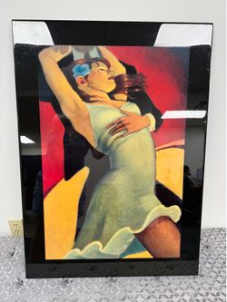 Large Romantic Dancing Couple Wall Art – Modern Framed Print (24” x 36”)