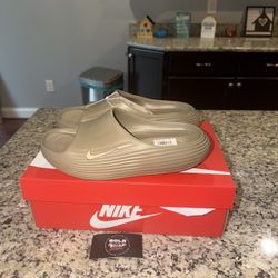 Size 9 Nike ReactX Rejuven8 Slide Khaki SKU HV4479-200 Brand New 