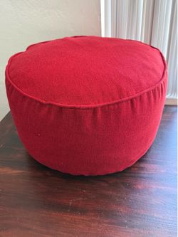 Round Red Pouf Foot Stool Comfortable Ottoman Floor Seat Cushion Foot Rest Washable Case for Living Room,