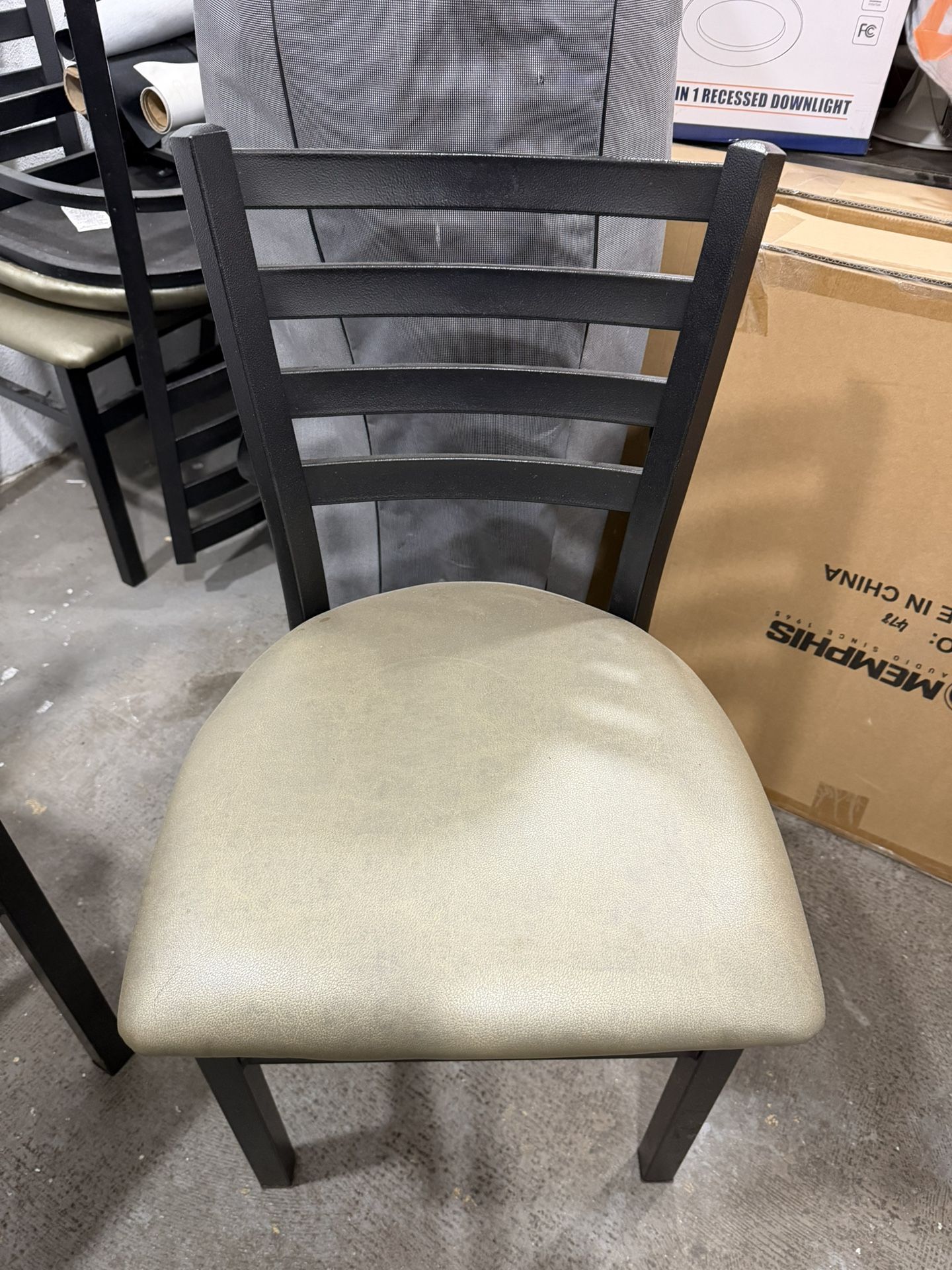 12 Light Green Metal Frame Chairs With Faux Leather