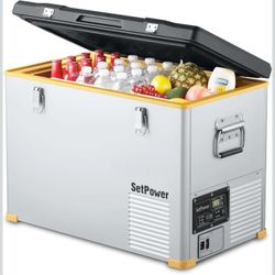 Setpower RV45S 12V Refrigerator Single Zone Portable Car Fridge With Cover, 12 Volt Freeer, 48Quart