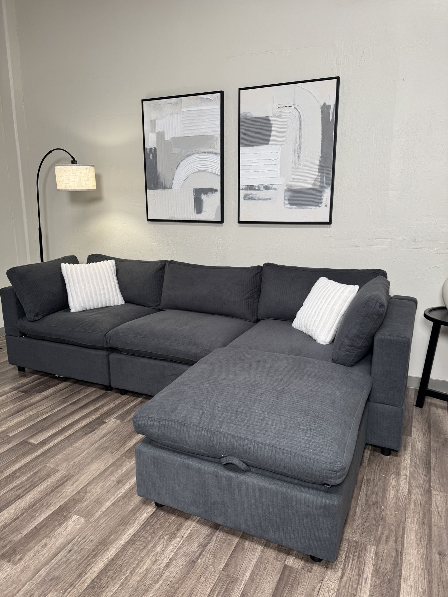 New In Box 4 Piece Modular Comfy Cloud Sectional Couch - Dark Gray