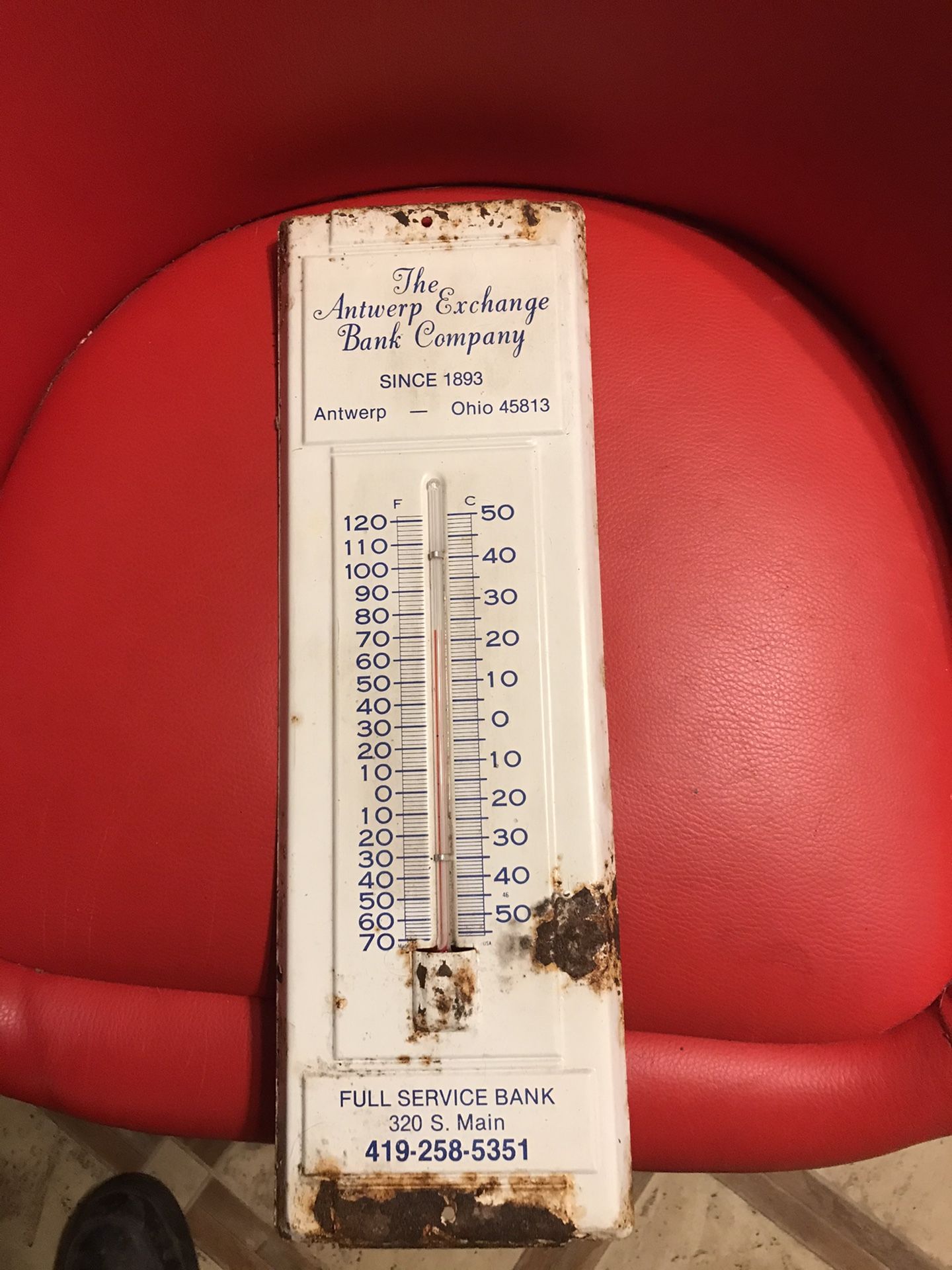 Old tin advertising thermometer