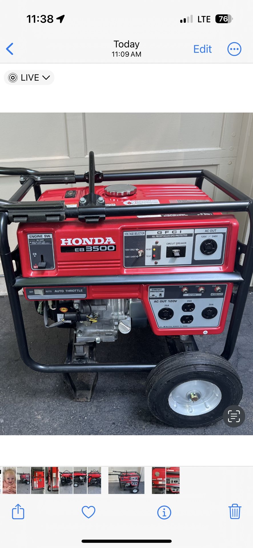 Honda 3500X Gas Powered Generator