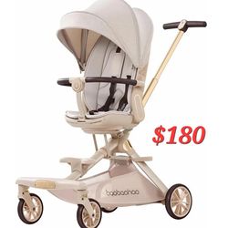 Lightweight Folding Baby Stroller, Stroller Wagon,Travel Stroller for Airplane, 360°Reversible Seat Design, Adjustable Canopy Stroller with Storage Ba